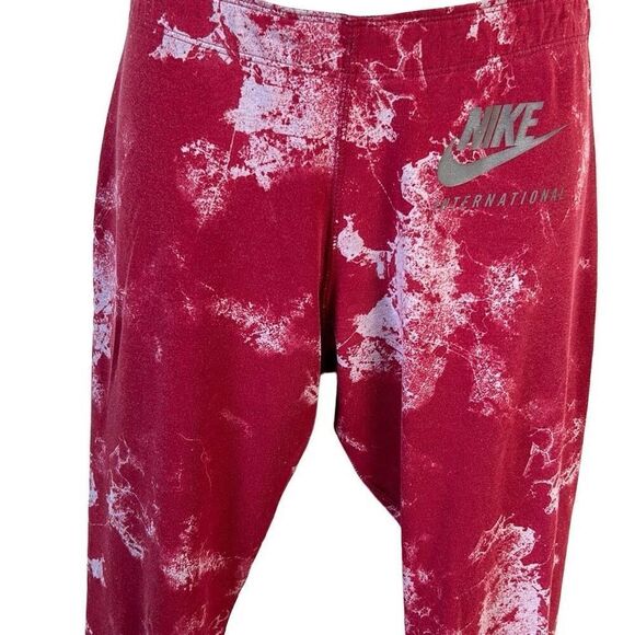 Nike International Red and White Marbled Print Athletic Yoga Leggings Size Mediu - Picture 2 of 4